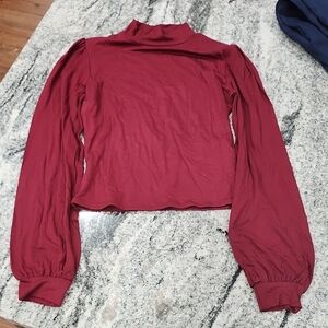 Lulu's Burgundy Long Sleeve Top
